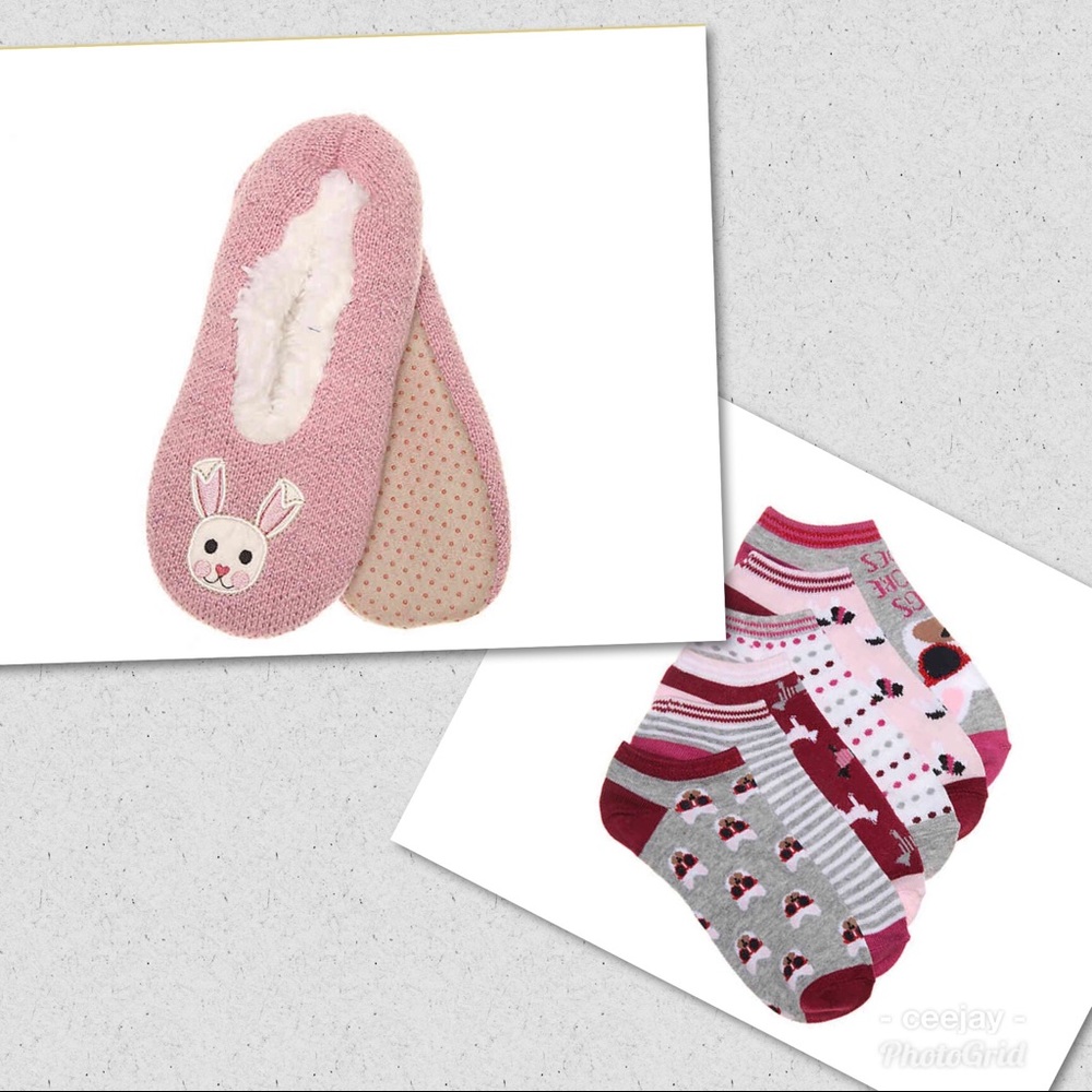 BUNDLE‼️Slipper Socks (size M) + crew socks 6pack